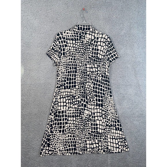 Chico's Travelers Dress Womens 1 Black Off White Button Up Short Sleeves Casual - Picture 2 of 13